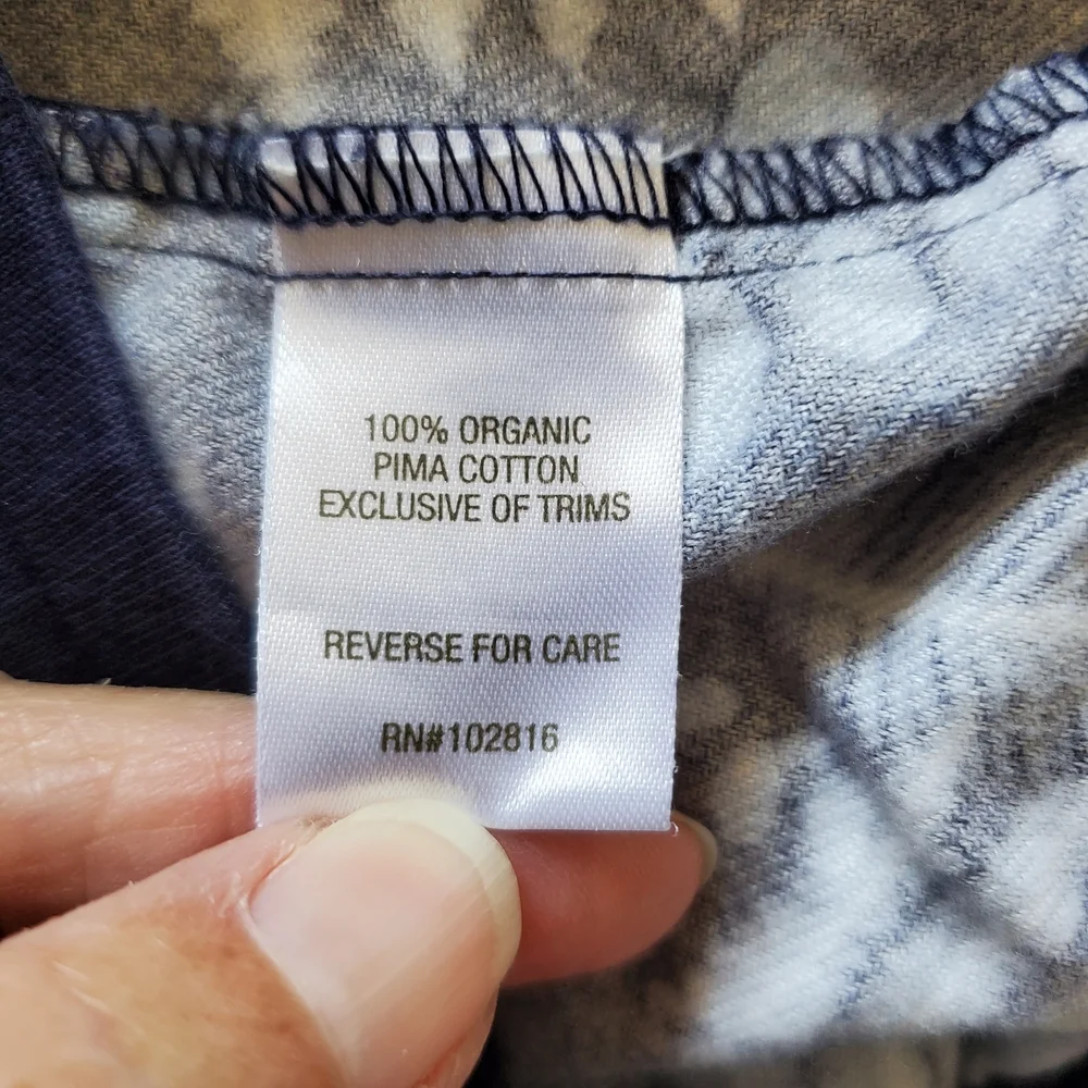 Garnet Hill Blue and White Leaf Print PJ Joggers.  Size Medium